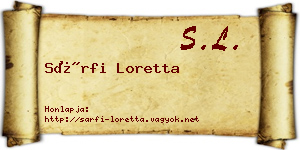 Sárfi Loretta névjegykártya